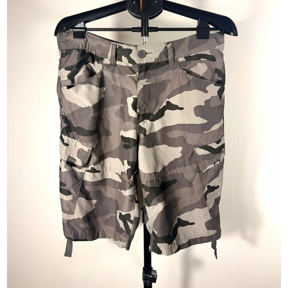 Ecko Unltd Mens Gray/Black Camo Polyester Cargo Shorts Size 32